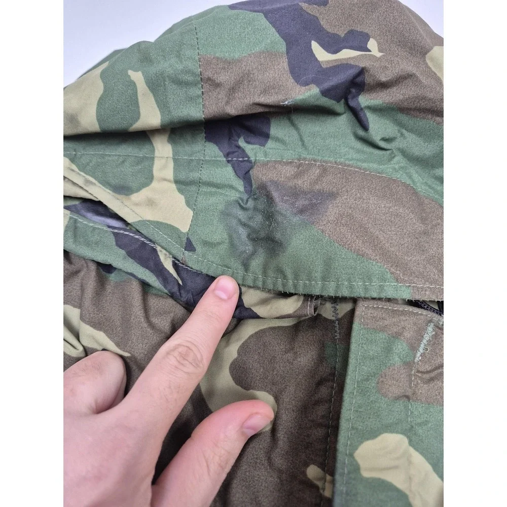 VTG ORC Industries Parka Mens M Green Woodland Camo Improved Rainsuit Hooded 90s
